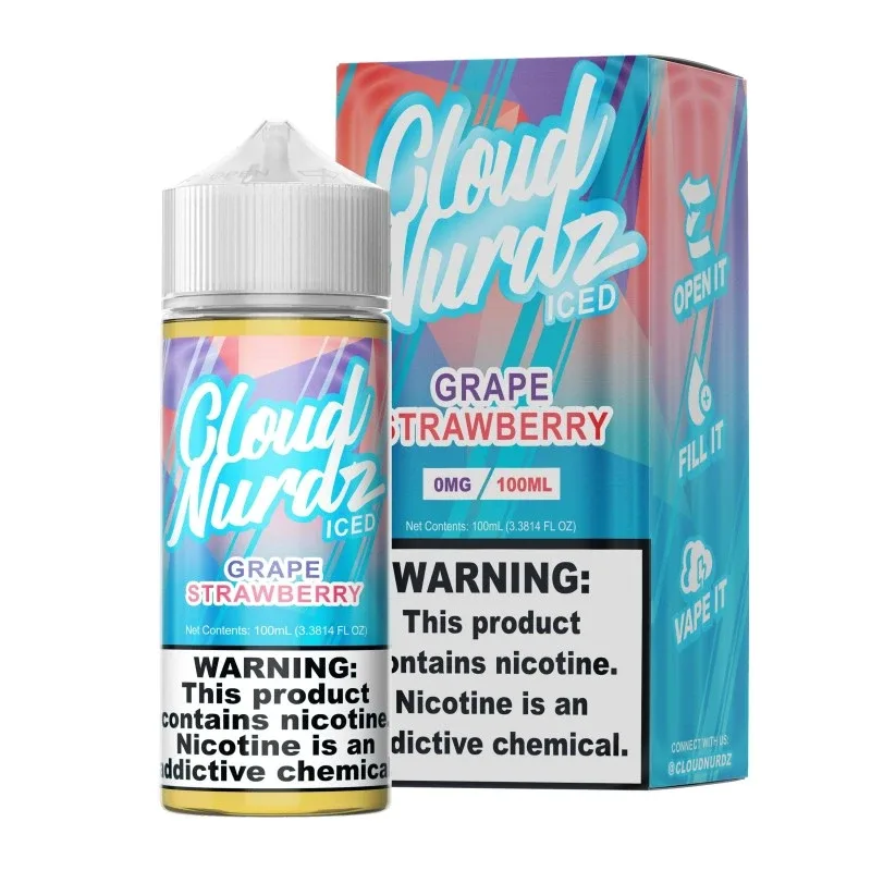 Cloud Nurdz E-liquid Grape Strawberry ICED 100mL - Image 2