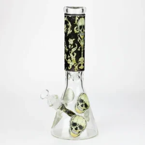 14" Graphic W/ Cubic Zirconia Decor Beaker Bong