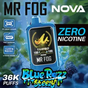 MR FOG NOVA BLUE RAZZ STEEZY SERIES (ZERO NICOTINE) 36,000 PUFFS VAPE