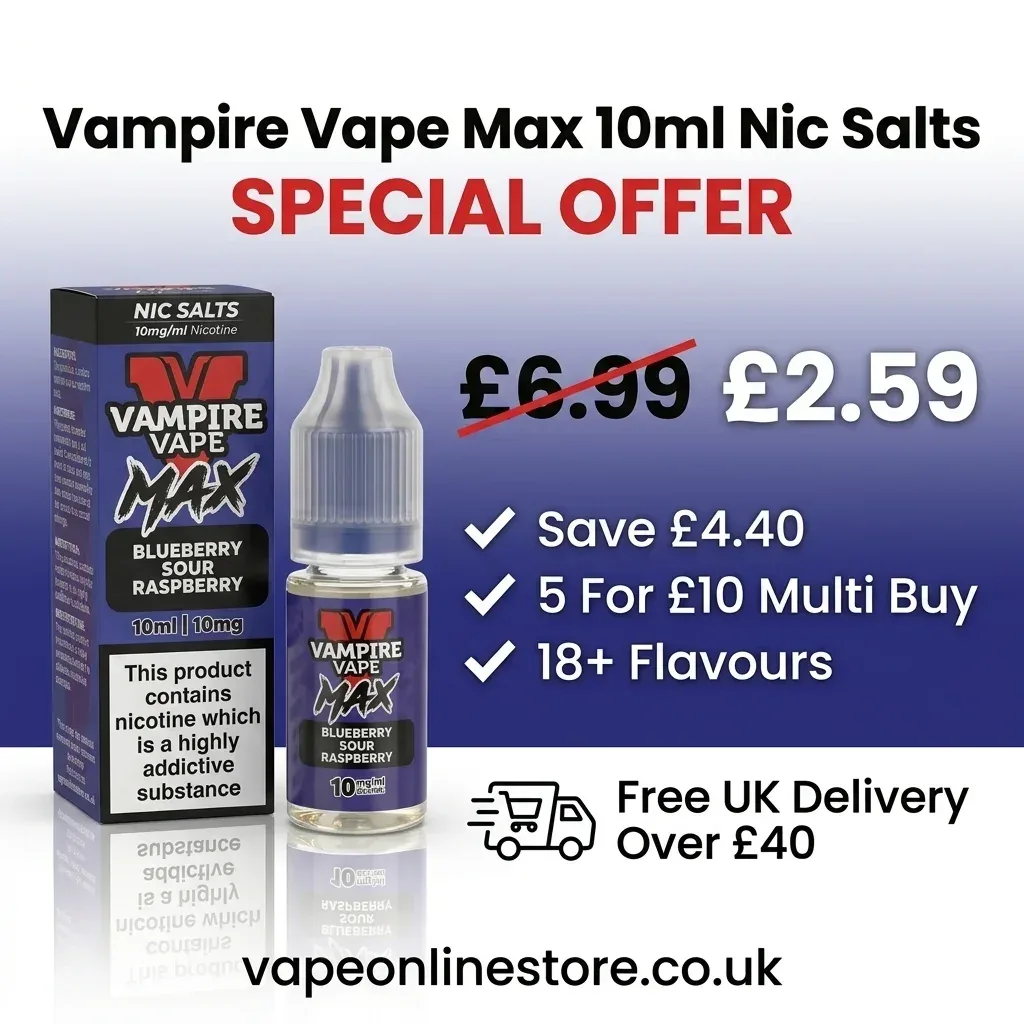 Vampire Vape Max 10ml Nic Salts | 5 for £10 Only - Image 2