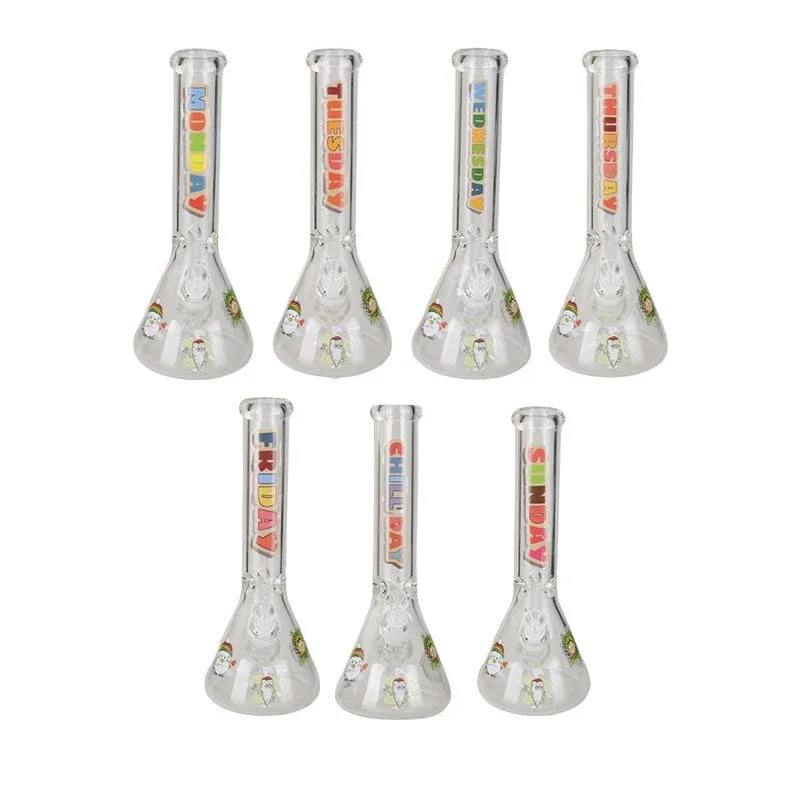 14″ 7MM Monday to Sunday Sticker Glass Bong