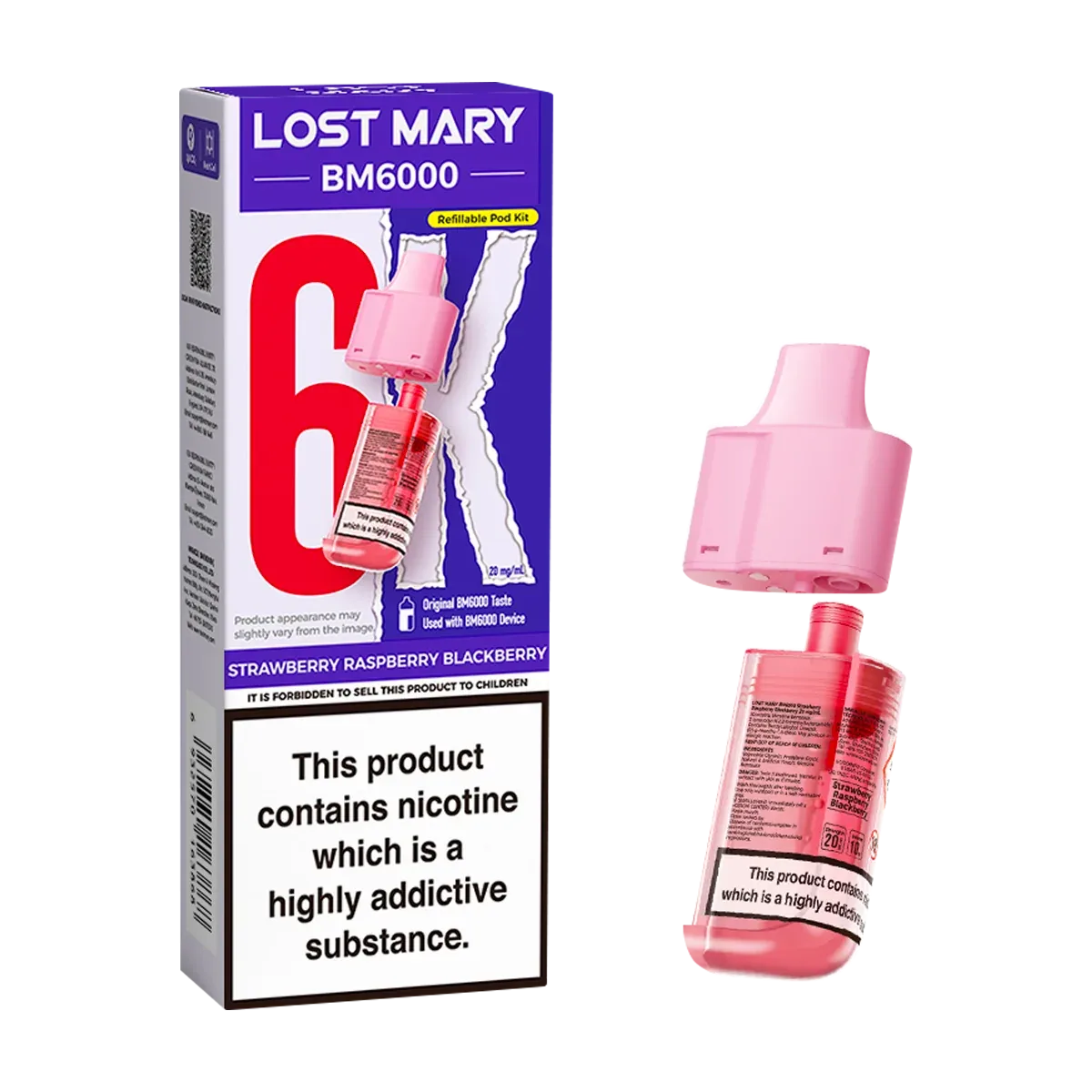 Strawberry Raspberry Blackberry Lost Mary BM6000 Refill Pack