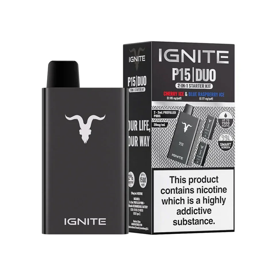 Ignite P15 Duo 2-in-1 Prefilled 20mg Pod Starter Kit - Image 2