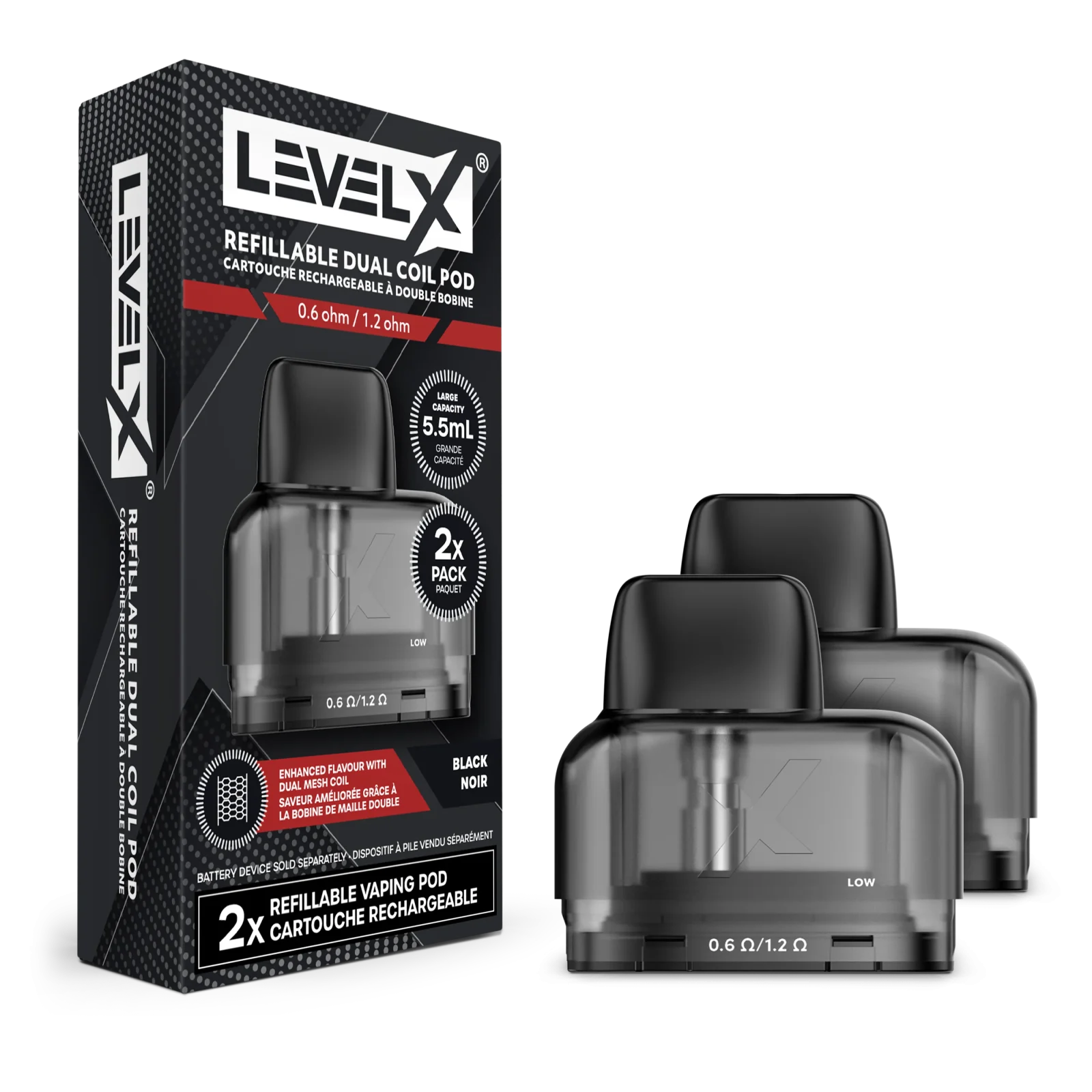 Level X Refillable Dual Coil Pod 5.5mL (2 Pack)