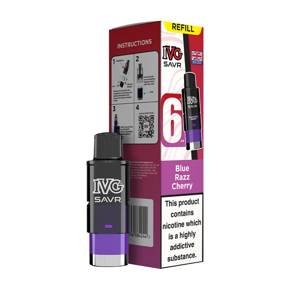 Blue Razz Cherry IVG SAVR Refill Pack