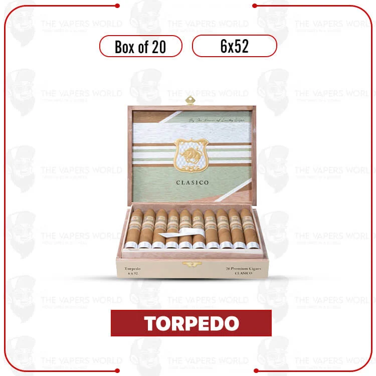 Classico by Lucky Cigar: Torpedo 6×52 Box of 20 Cigars