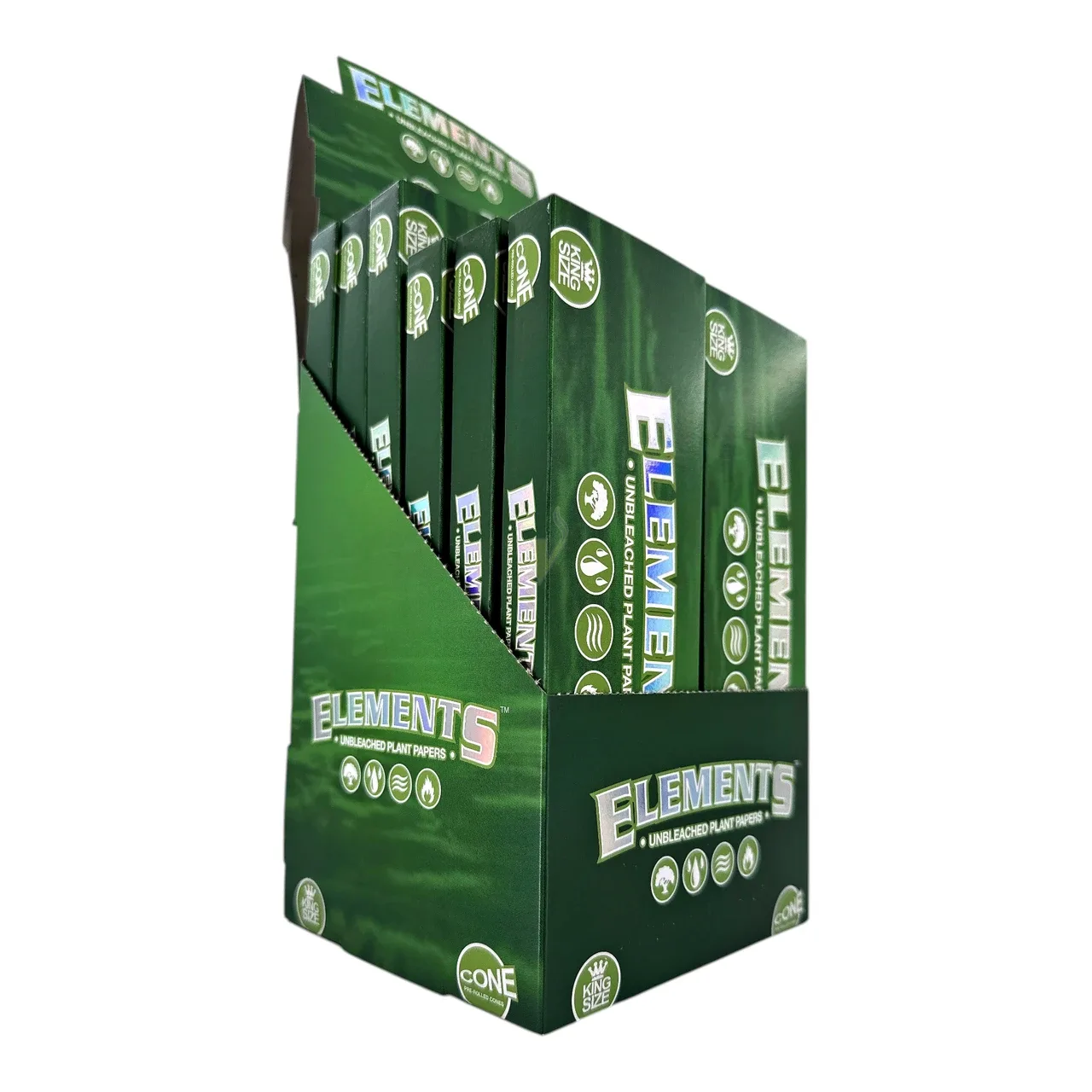 Elements Green Unbleached 20ct King Size Cones Case