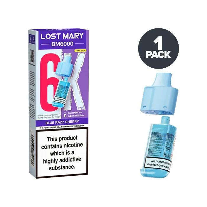 Blue Razz Cherry Lost Mary BM6000 Refill Pack