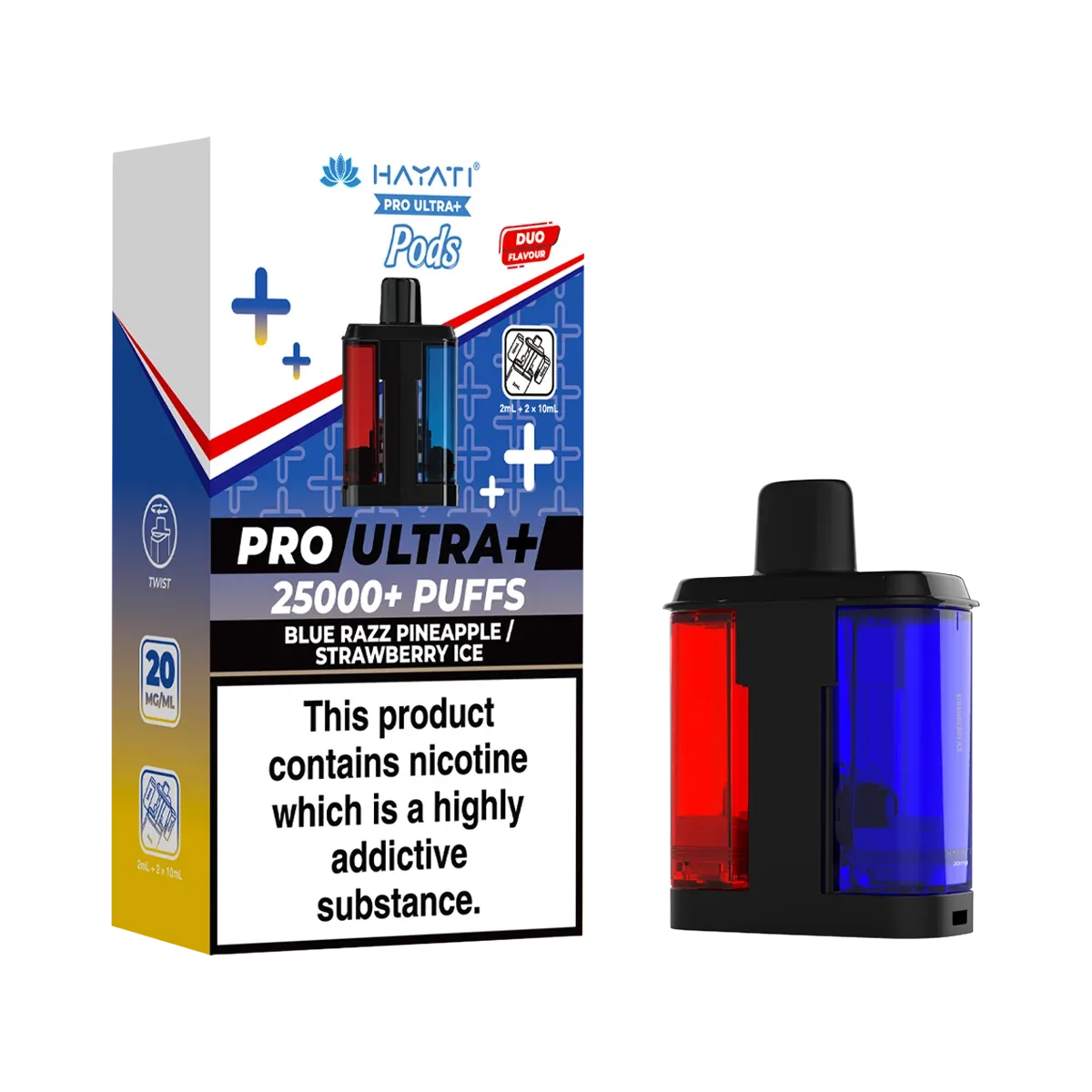 Blue Razz Pineapple / Strawberry Ice Hayati Pro Ultra Plus Refill Pack