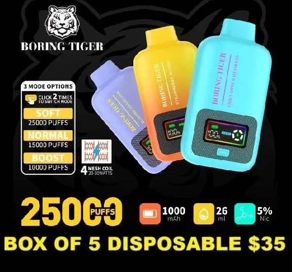 Boring Tiger 25000 Disposable 5% (1 box - 5 disposables) - Image 2