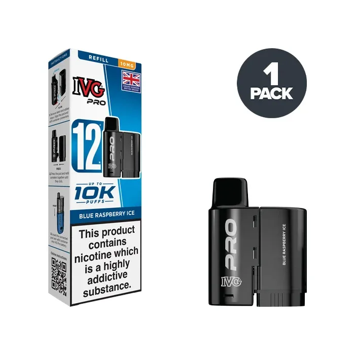 Blue Raspberry Ice IVG Pro 12 Refill Pack - Image 2