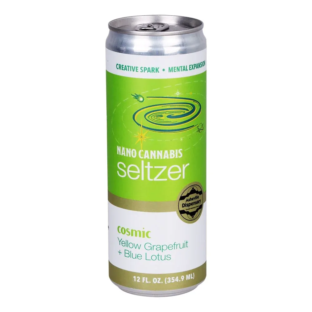 24CT CASE - Asheville Dispensary Nano Cannabis D9 Cosmic Seltzer - 12oz / 15mg / Yellow Grapefruit / Blue Lotus - Image 2