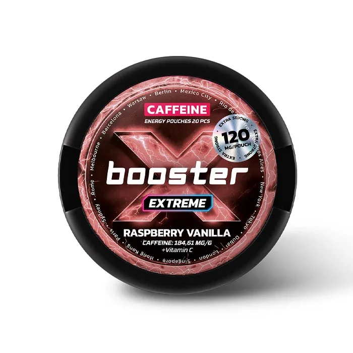 Raspberry Vanilla X-Booster Caffeine Energy Pouches