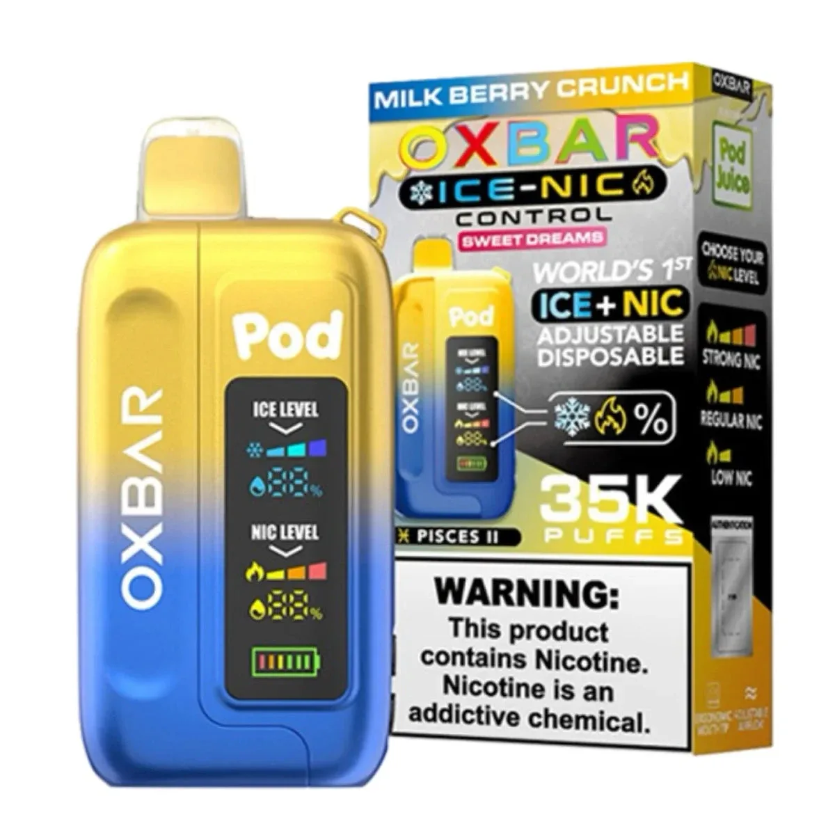 Oxbar Pod x Ice Nic 35000 Puffs Disposable Vape - Milk Berry Crunch (Pisces II) (Sweet Dreams)