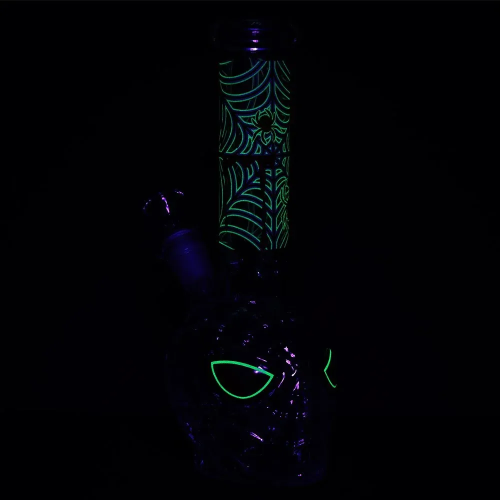 3CT BUNDLE - Spider Dude Molded Glow in the Dark Glass Water Pipe - 9.75" / 14mm F - Image 2
