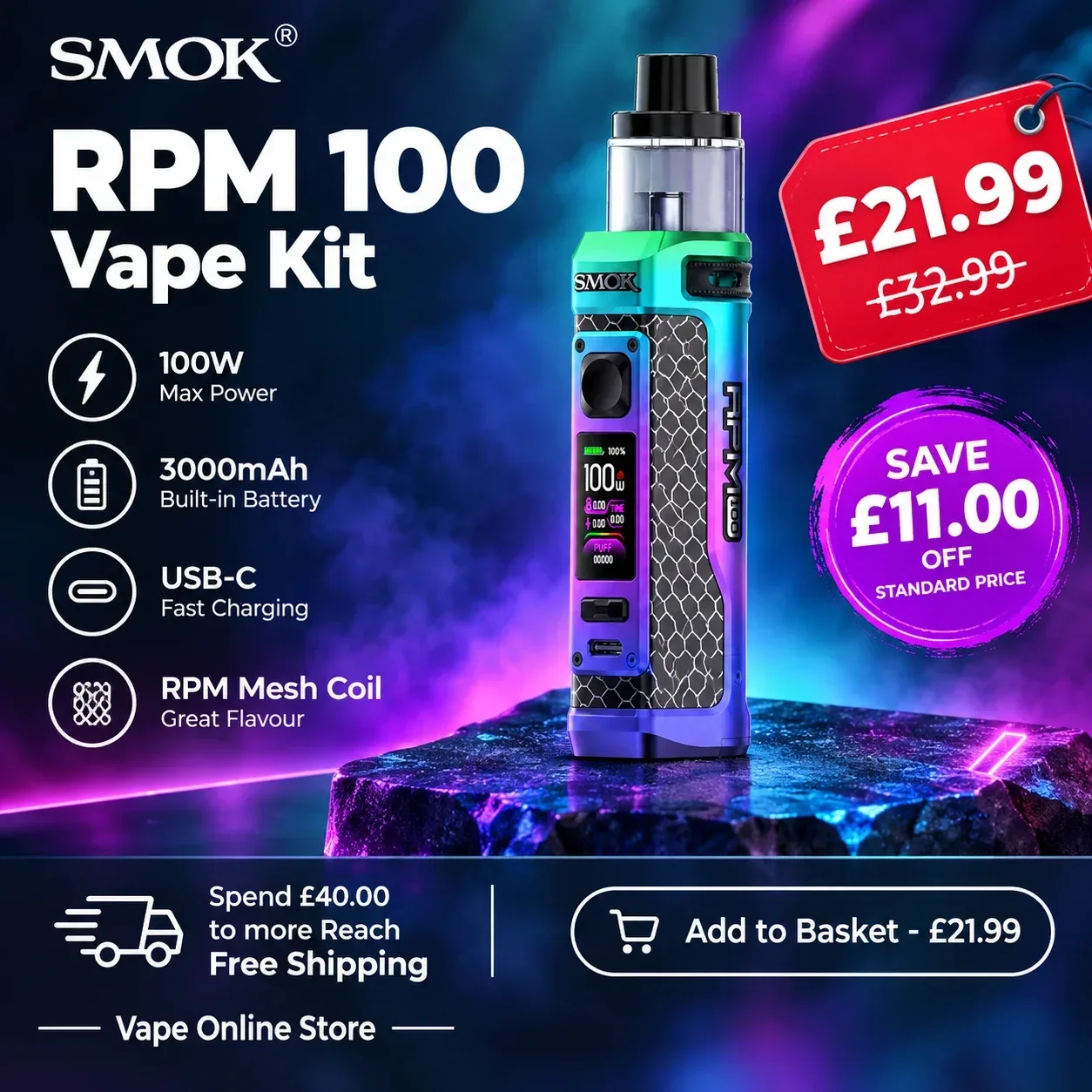 Smok RPM 100 Vape Kit - Image 2