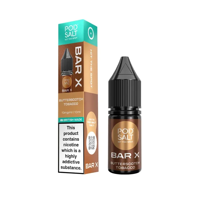 Butterscotch Tobacco Nic Salt E-Liquid by Pod Salt Bar X