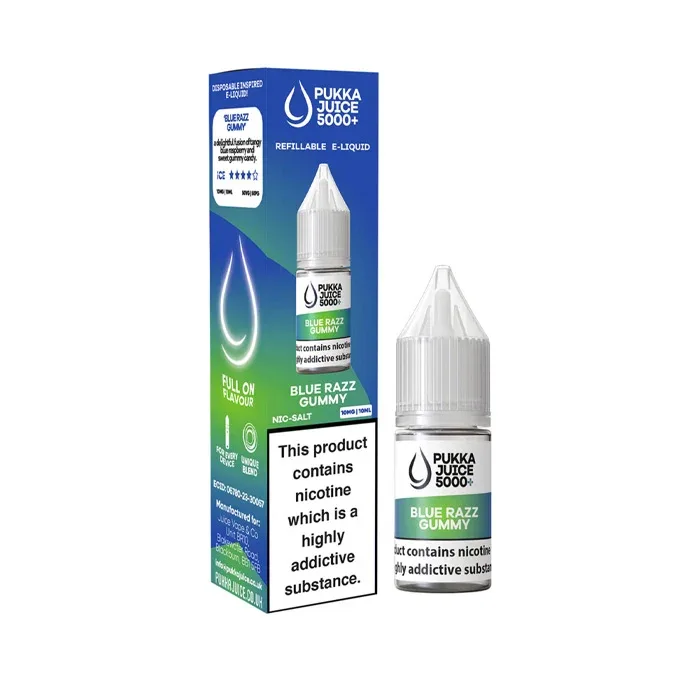 Blue Razz Gummy 10ml Nic Salt E-Liquid by Pukka Juice 5000+