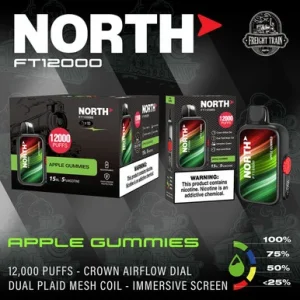 NORTH DISPOSABLE VAPE FT12000 5% NICOTINE 15ML 12000 PUFFS 650MAH RECHARGABLE