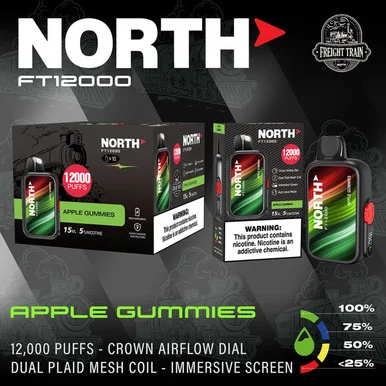 NORTH DISPOSABLE VAPE FT12000 5% NICOTINE 15ML 12000 PUFFS 650MAH RECHARGABLE