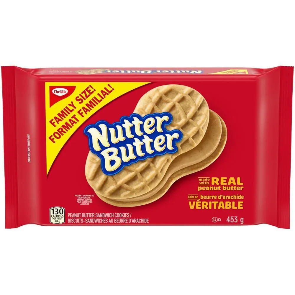Nutter Butter Peanut Butter Sandwich Cookies Family Size 453g