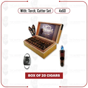 King Solomon 4×60 Box of 20 Cigars with Torch, Cutter Set