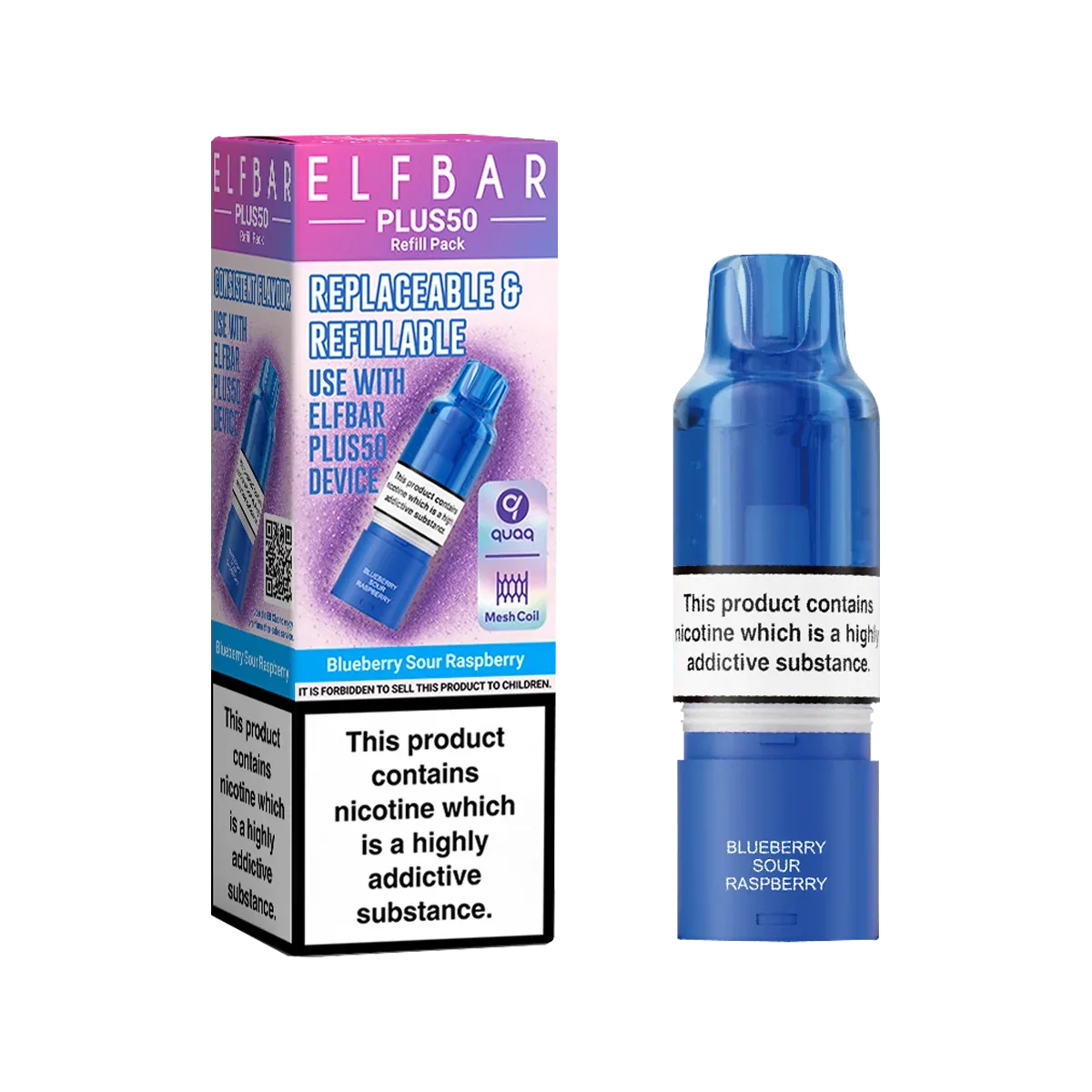 Blueberry Sour Raspberry ElfBar Plus 50 Refill Pack