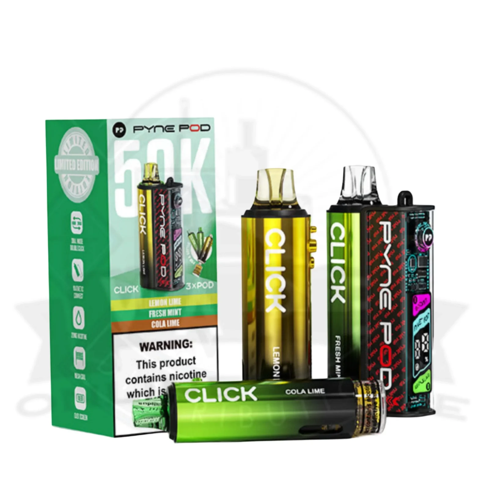 Box of 10 Pyne Pod Click 50k Vape Kit | Free Delivery - Image 2