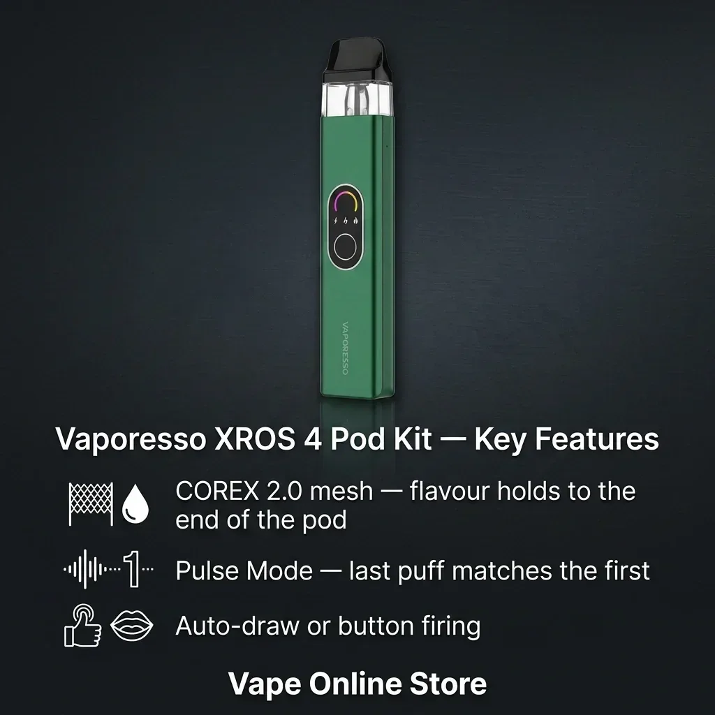 Vaporesso XROS 4 Pod Kit | FREE 10ml E-liquid - Image 2