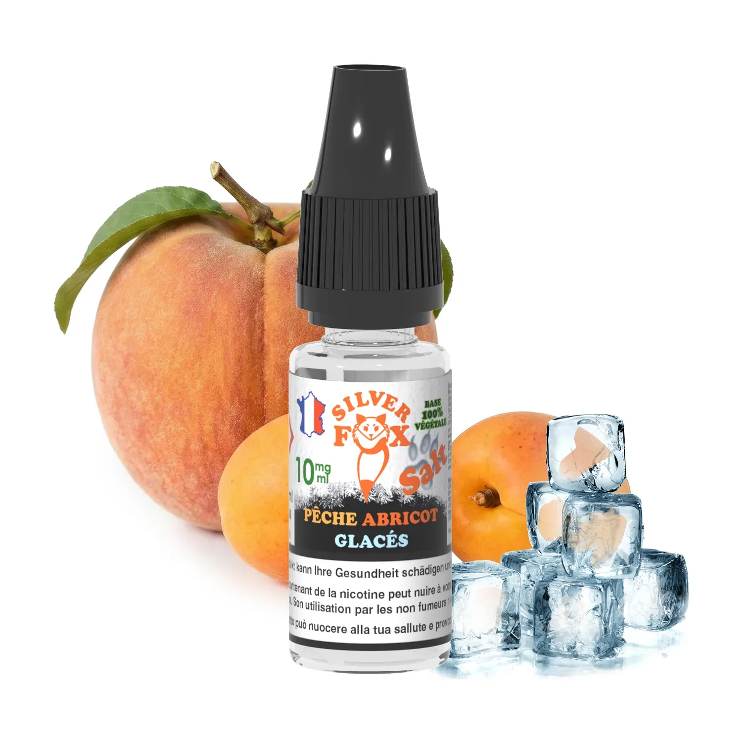PEACH APRICOT ICE Silver Fox 10ml nicotine salt e-liquid