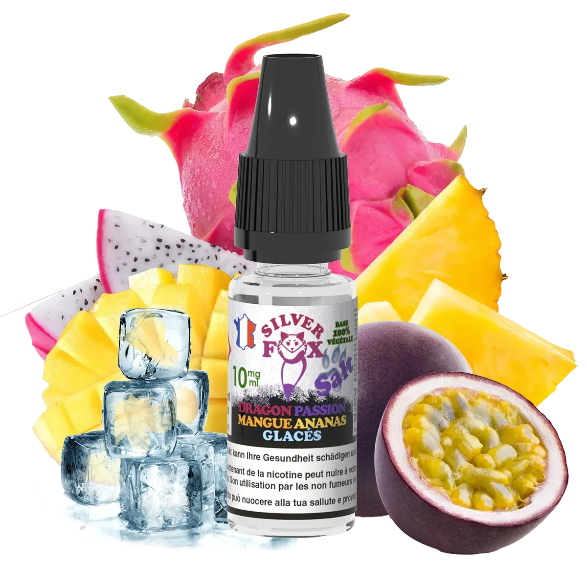 DRAGON PASSION MANGO PINEAPPLE ICE Silver Fox 10ml nicotine salt e-liquid