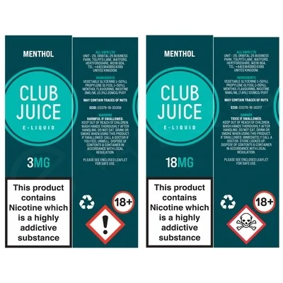Menthol E-Liquid by Club Juice 50/50 - Image 2