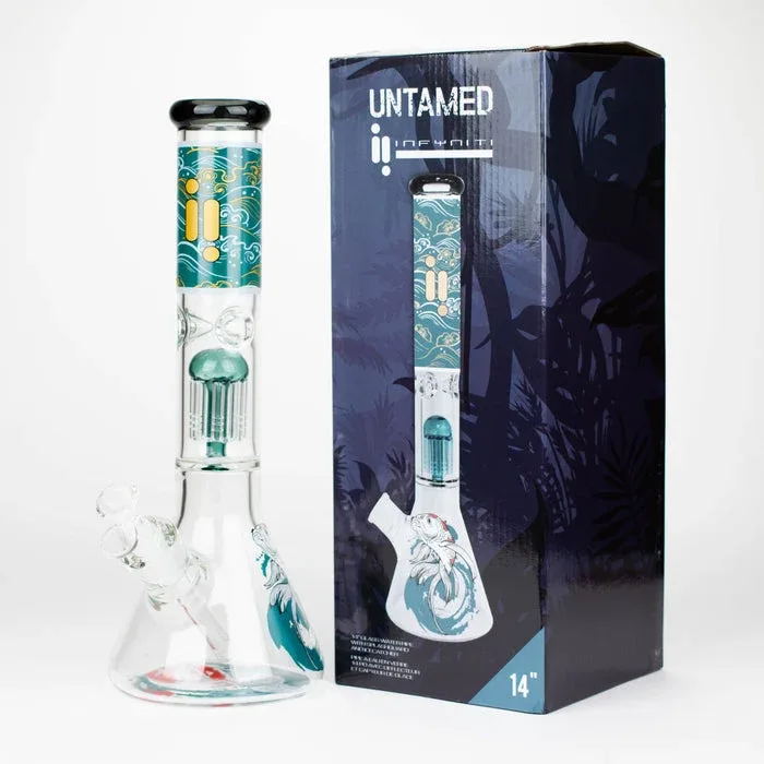Infyniti Untamed 14" 7mm Classic Beaker Water Bong - Koi Fish