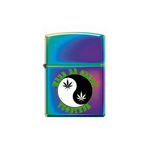 Zippo Lighter - Leaf Weed Ying & Yang