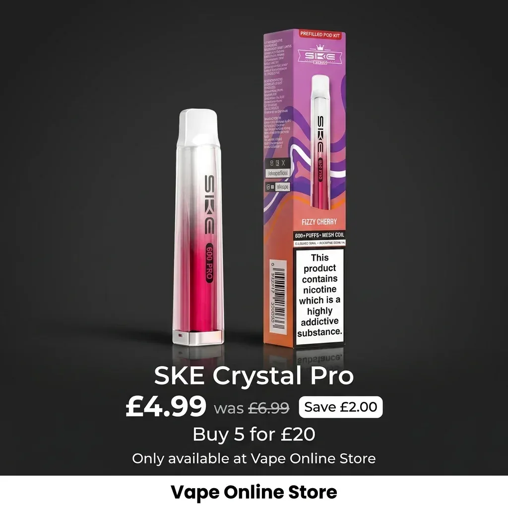 SKE Crystal Pro 600 Puffs 20mg Reusable Vape Pod kit - Image 2