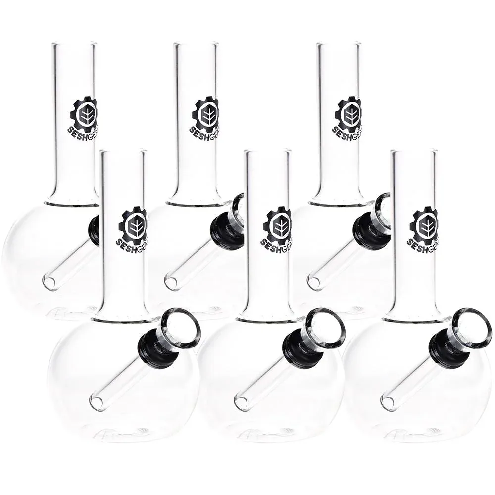 6CT BUNDLE - SeshGear Round Glass Water Pipe - 5" / Clear