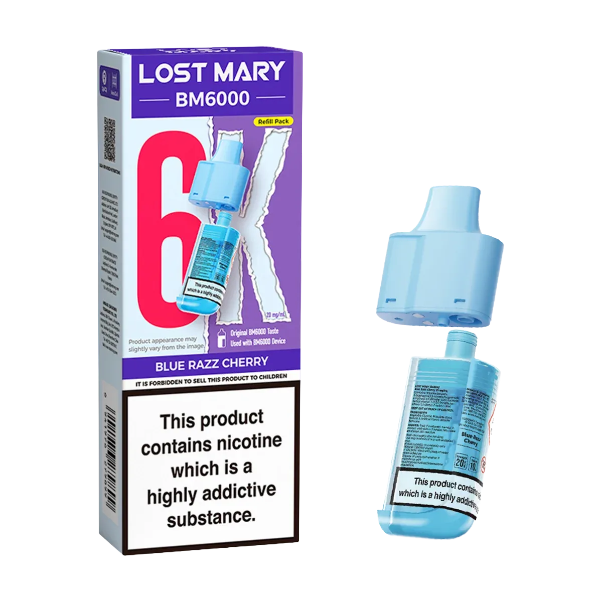 Blue Razz Cherry Lost Mary BM6000 Refill Pack