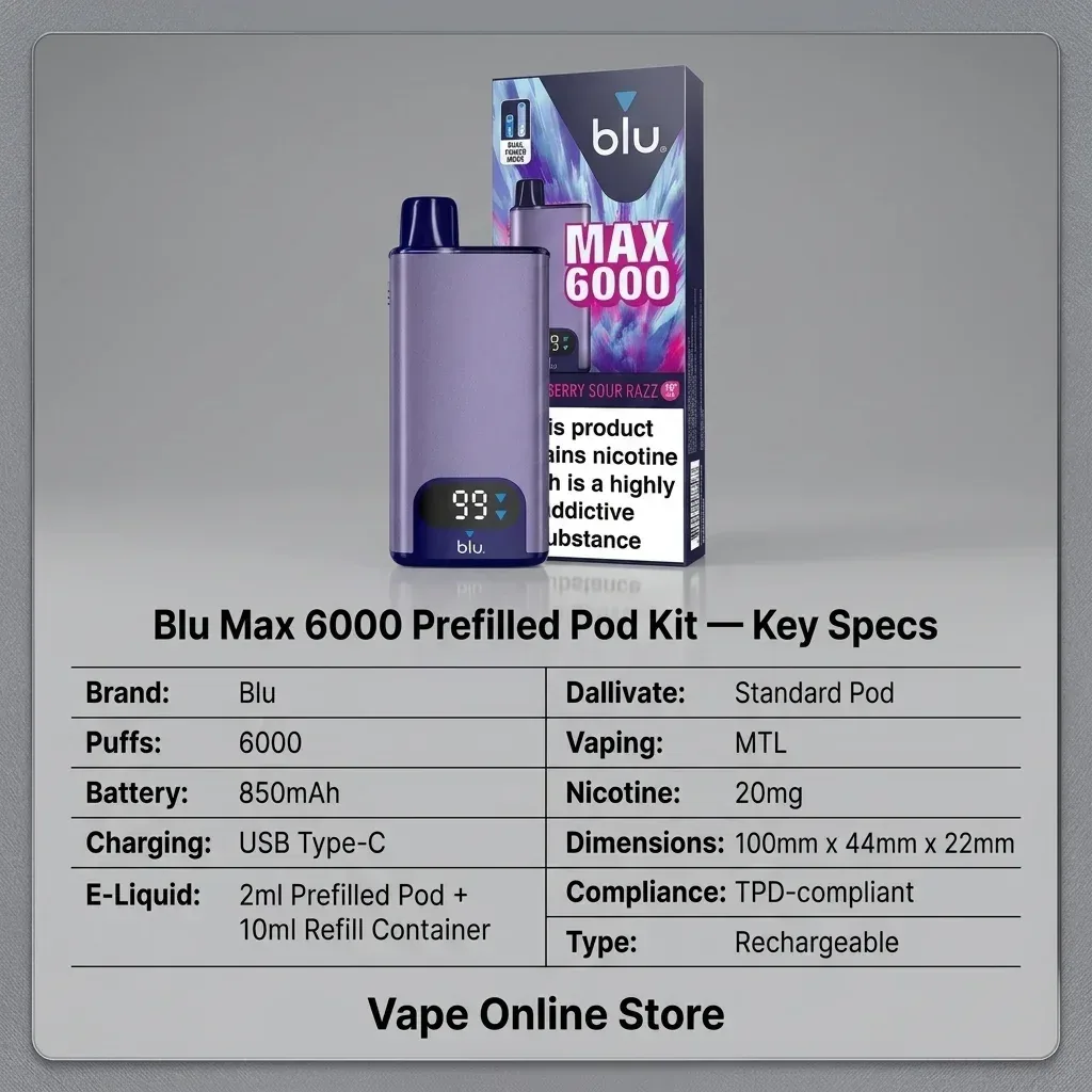 Blu Max 6000 Prefilled Pod Kit - Image 2