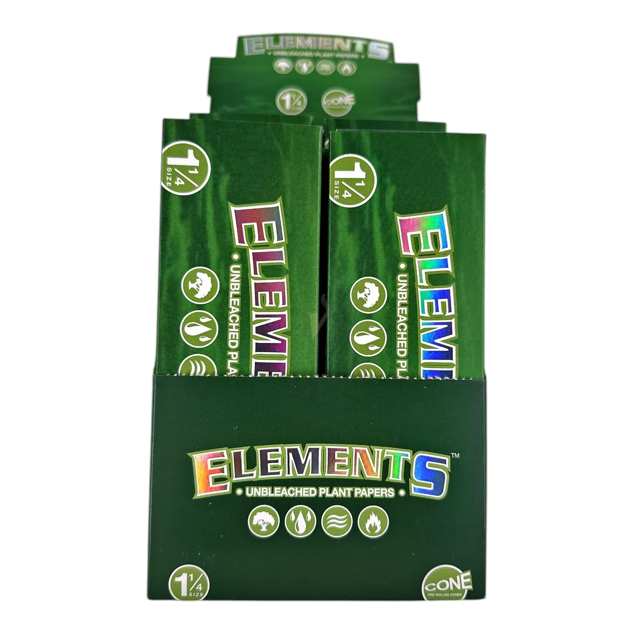 Elements Green Unbleached 20ct 1 1/4 Cones Case