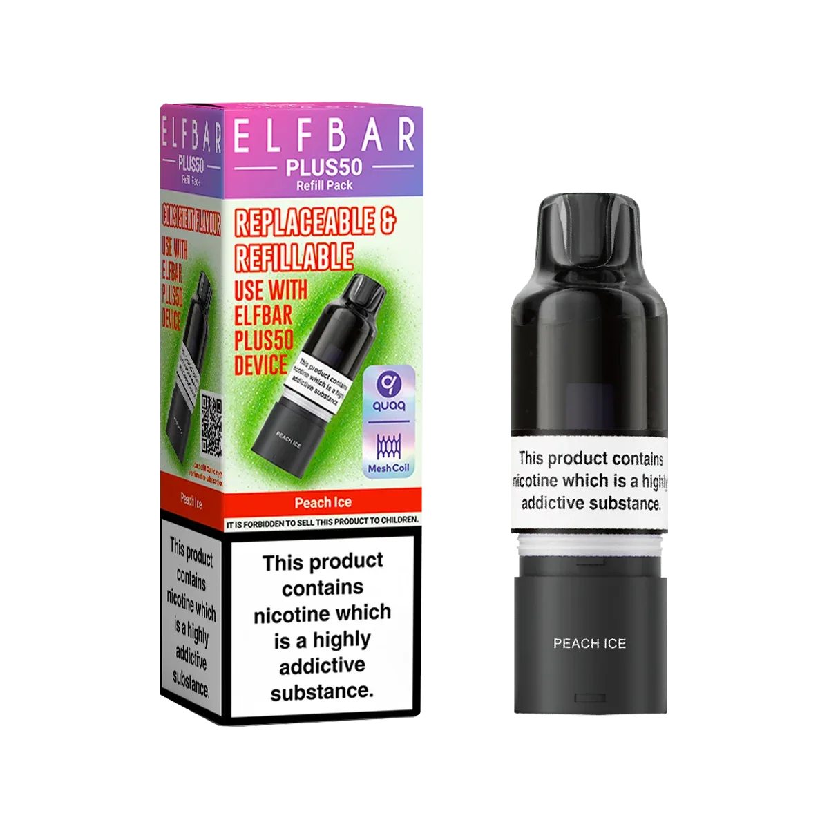 Peach Ice ElfBar Plus 50 Refill Pack