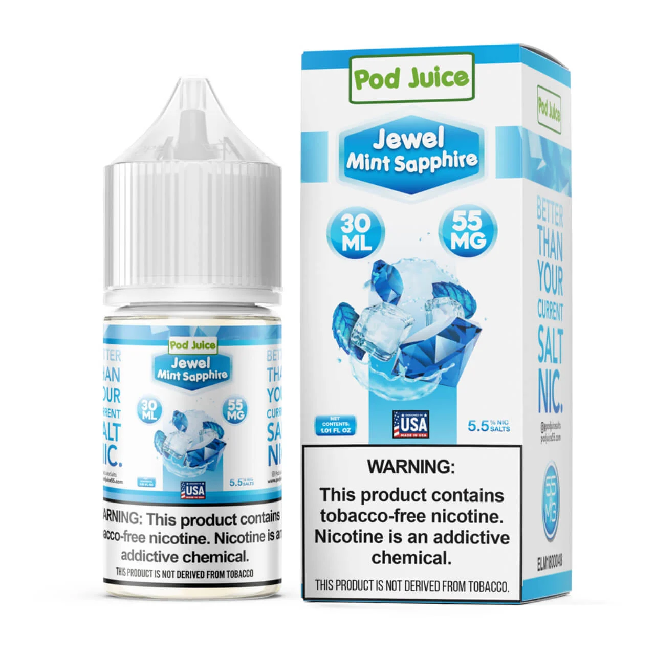 Salt Jewel Mint Sapphire Tobacco Free Nicotine E-Juice 30ml | Pod Juice