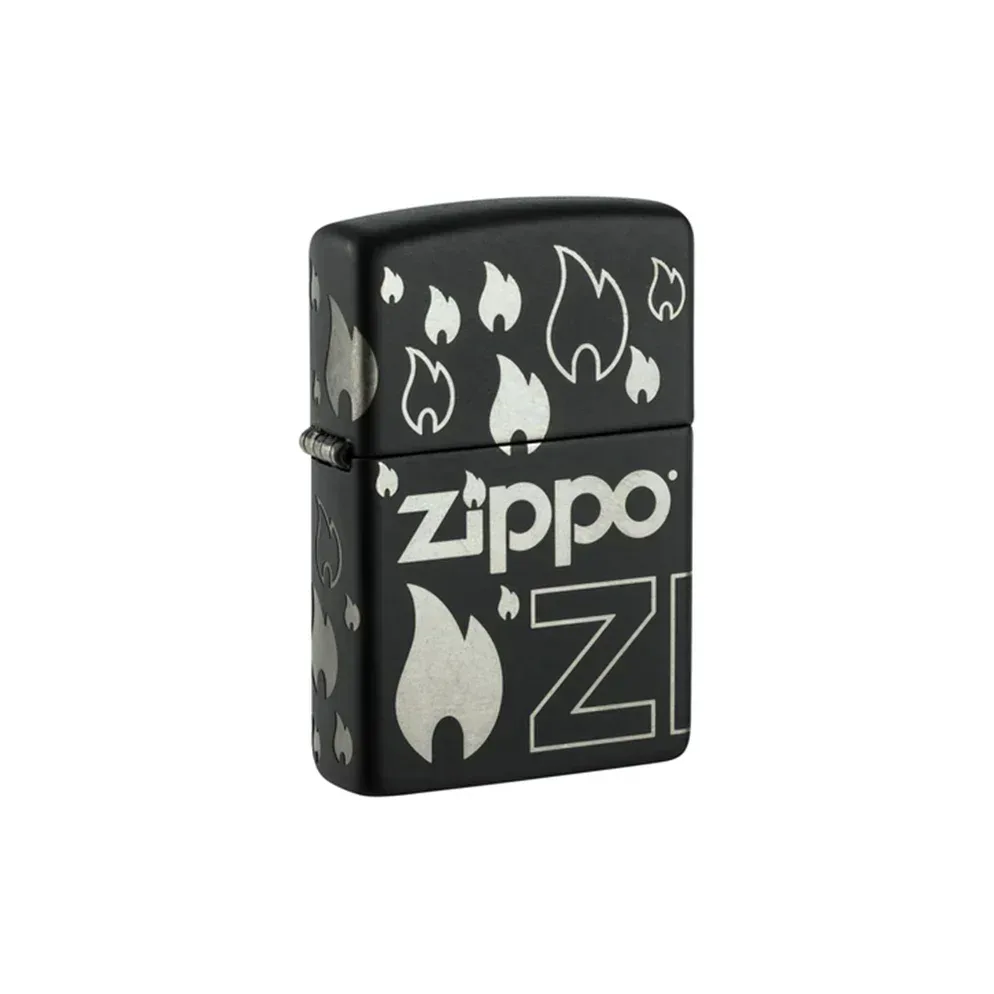 Zippo Lighter - Black Matte Laser 360 Design - Image 2