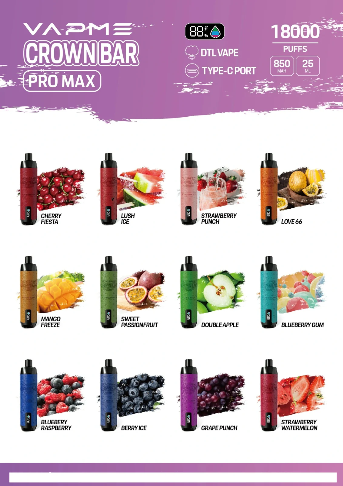 VAPME CROWN BAR 18000 Puffs PRO MAX Disposable Vapes Wholesale - Image 2