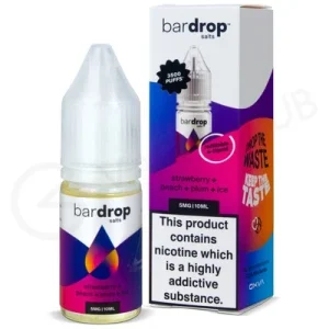 Strawberry Peach Plum Ice Nic Salt E-Liquid by Bar Drop Salts