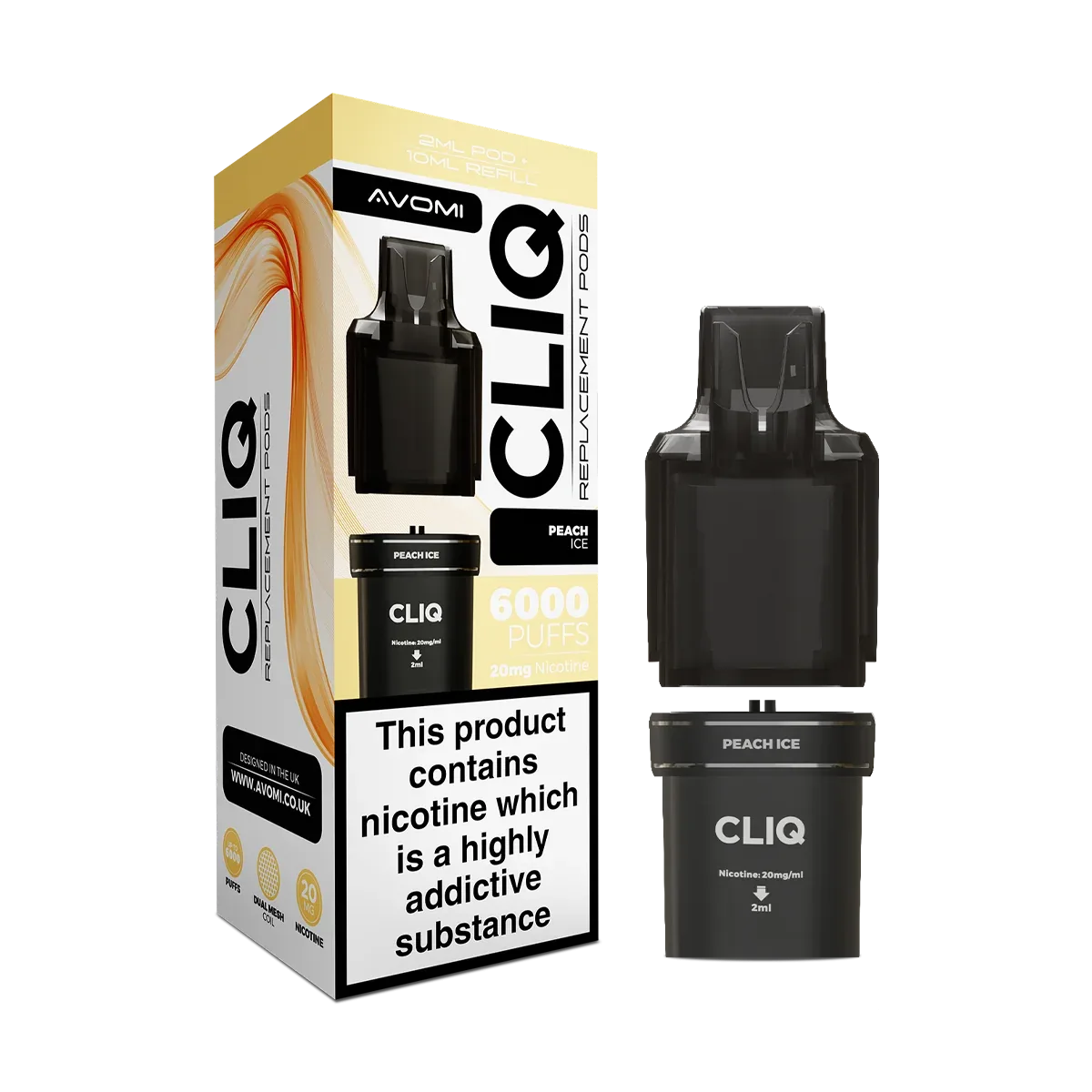 Peach Ice Avomi Cliq 6000 Refill Pack