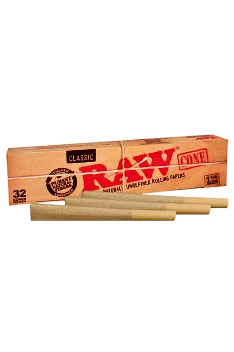 RAW Classic Pre-Rolled Cone 1 1/4 – 32/Pack
