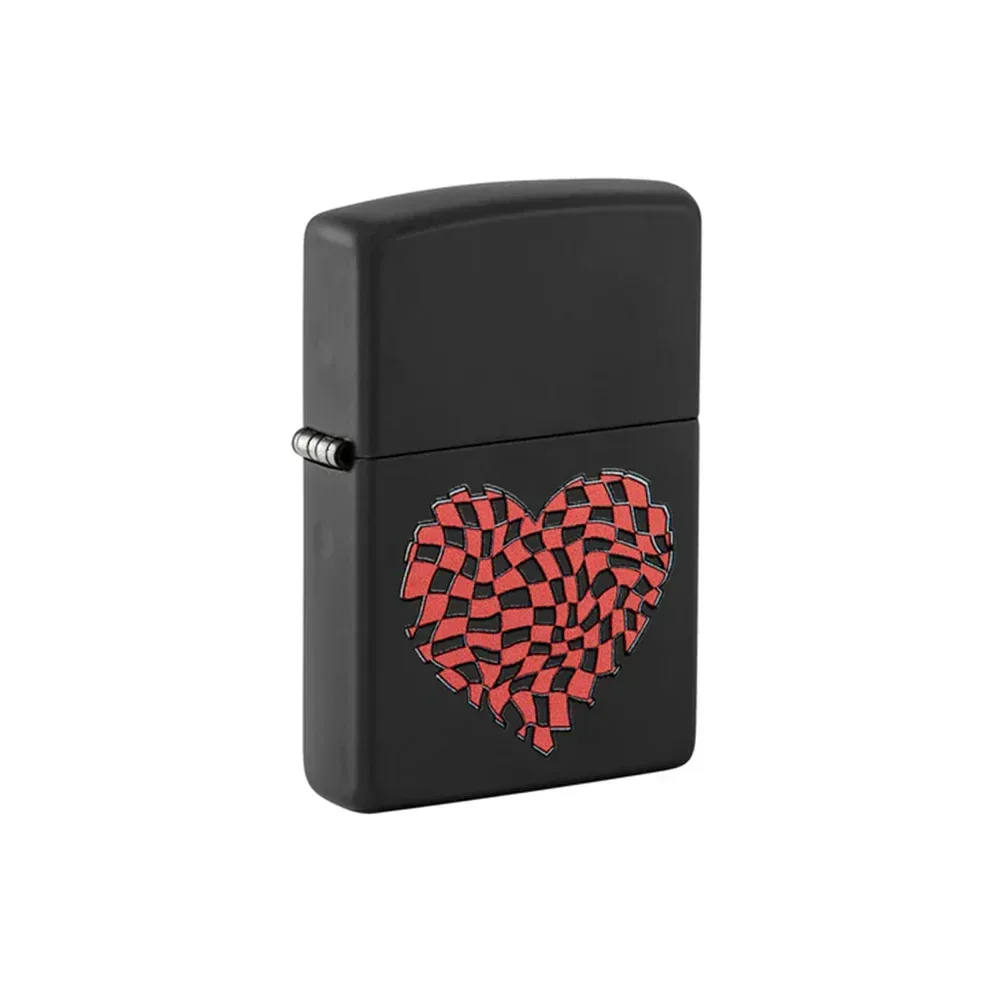 Zippo Lighter - Checkered Heart Design - Image 2