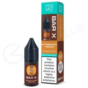 Butterscotch Tobacco Nic Salt E-Liquid by Pod Salt Bar X
