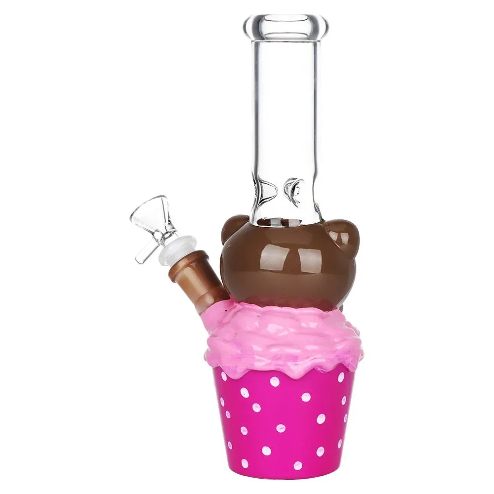2CT BUNDLE - Cute Kitty Ice Cream Treat Glass Water Pipe - 9.75" / 14mm F / Assorted Colors - Image 2