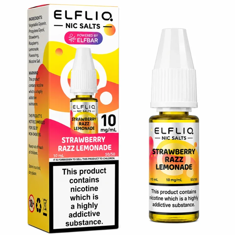 Elfbar Elfliq Nic Salt Eliquid 10ml - Strawberry Razz Lemonade